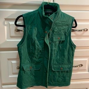 Talbots Green size small button& zip fleece lined vest.